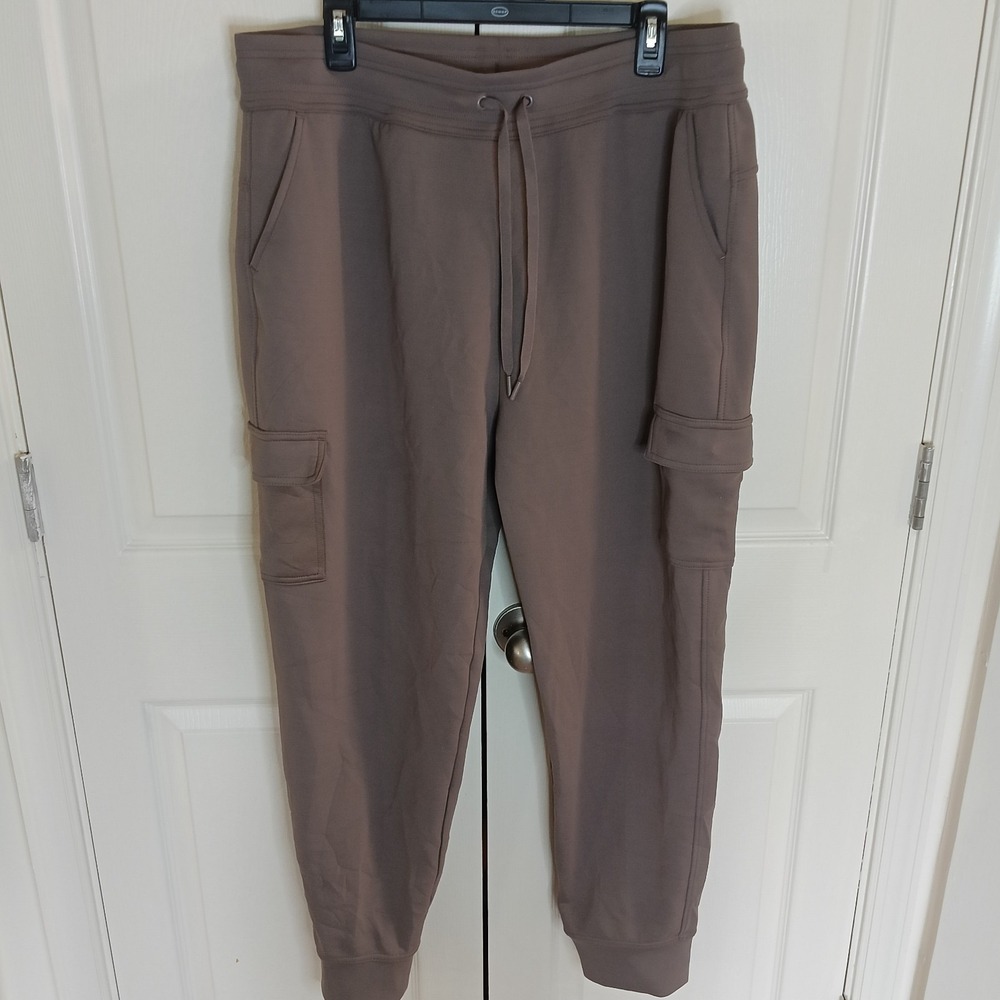 32 Degrees Heat Cargo Jogger Sweatpants Taupe Drawstring Stretch Size L